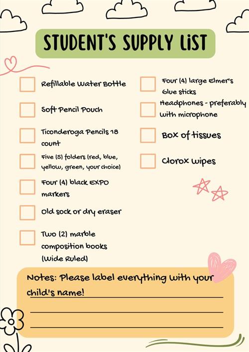 supply list